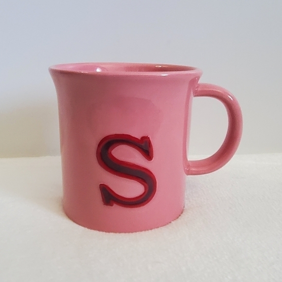 Russ Monogram Initial Embossed S Mauve Pink Coffee Cup Mug 12 Oz NWT - Picture 1 of 9